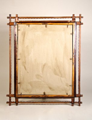 Hand-Carved Tramp Art Basswood Wall Mirror, Austria, 1880s-TQA-1321932