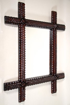 Hand-Carved Tramp Art Wall Mirror, Austria, 1870s-TQA-1321912