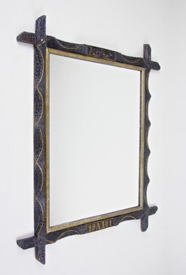 Hand-Carved Wooden Wall Mirror with Golden Bars, Austria, 1901-TQA-1322234