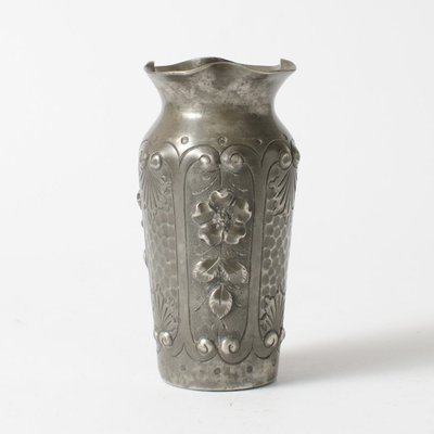 Hand-Chased Pewter Vase by F. Cortesi, 1930s-IXK-844913