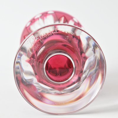 Hand-Cut Cranberry Glass Vase by Val Saint Lambert, 1950s-IXK-1290942