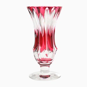 Hand-Cut Cranberry Glass Vase by Val Saint Lambert, 1950s-IXK-1290942