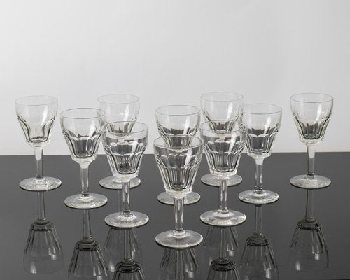 Hand-Cut Crystal Wine Glasses from Val Saint Lambert, 1950s, Set of 10-IXK-1437715