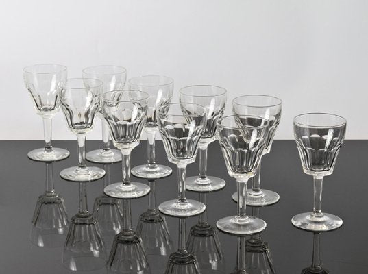 Hand-Cut Crystal Wine Glasses from Val Saint Lambert, 1950s, Set of 10-IXK-1437715