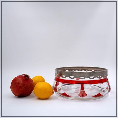 Hand-Cut Glass Bowl with Silver Rim from Moser-NYF-2018882