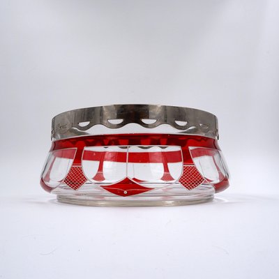 Hand-Cut Glass Bowl with Silver Rim from Moser-NYF-2018882