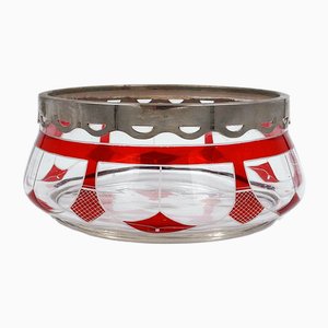 Hand-Cut Glass Bowl with Silver Rim from Moser-NYF-2018882