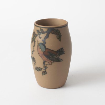 Hand-Painted Bird Vase by Lauritz Hjorth, 1920s-IXK-1219635