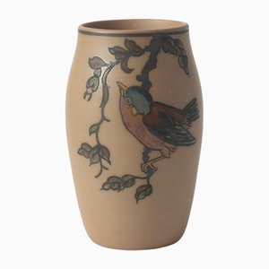 Hand-Painted Bird Vase by Lauritz Hjorth, 1920s-IXK-1219635