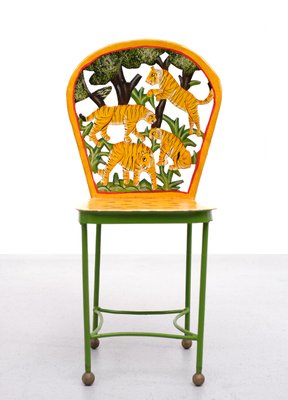 Hand-Painted Childrens Table and Chairs, India, 1993, Set of 3-GCG-1358153