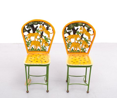 Hand-Painted Childrens Table and Chairs, India, 1993, Set of 3-GCG-1358153