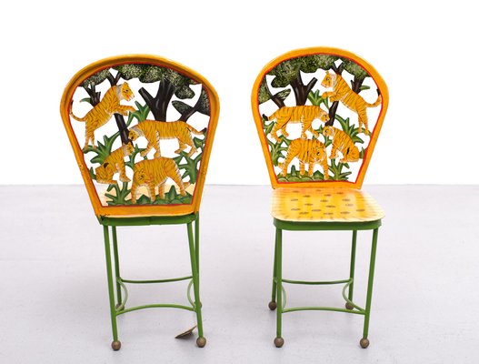 Hand-Painted Childrens Table and Chairs, India, 1993, Set of 3-GCG-1358153