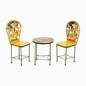 Hand-Painted Childrens Table and Chairs, India, 1993, Set of 3-GCG-1358153