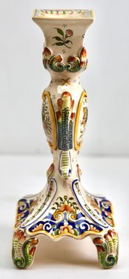 Hand-Painted Faience Candleholder, Rouen, 1900s-MJY-1343302