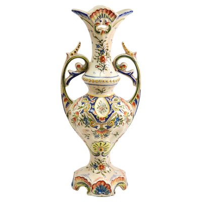 Hand-Painted Faience Vase, Rouen, 1900s-MJY-1343300