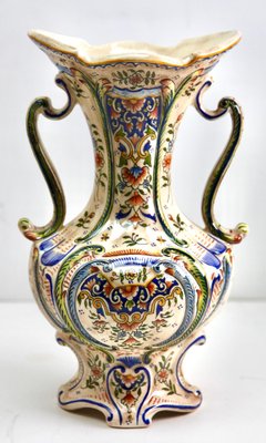 Hand-Painted Faience Vase, Rouen, 1900s-MJY-1343298