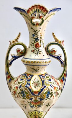 Hand-Painted Faience Vase, Rouen, 1900s-MJY-1343300