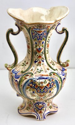 Hand-Painted Faience Vase, Rouen, 1900s-MJY-1343298