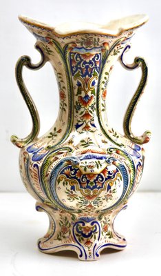 Hand-Painted Faience Vase, Rouen, 1900s-MJY-1343298