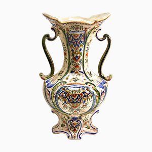 Hand-Painted Faience Vase, Rouen, 1900s-MJY-1343298