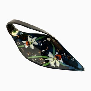 Hand Painted Floral Serving Fruit Bowl in Glazed Ceramic from Longwy, France-GYX-1812037