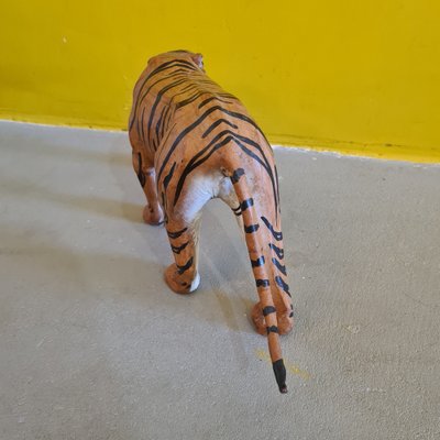 Hand-Painted Leather and Wrapped Papier-Mâché Tiger, 1960s-VHW-1793154