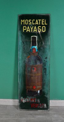 Hand-Painted Moscatel Payas Poster Sign from Palominio & Vergara, 1940s-ROJ-604750