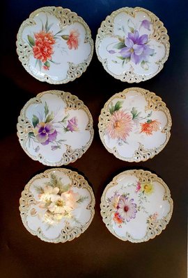 Hand-Painted Porcelain Plates from Nymphenburg, Set of 6-OZS-1359832