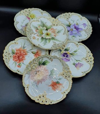 Hand-Painted Porcelain Plates from Nymphenburg, Set of 6-OZS-1359832