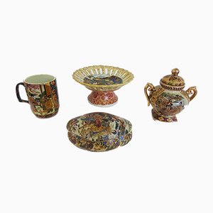 Hand-Painted Satsuma Pottery Set, 1950s, Set of 4-KNM-946490