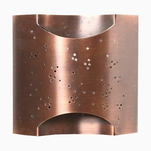 Handcrafted Curved Copper Perforated Starlite Sconce, 1980s-KL-620228