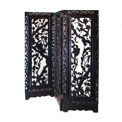 Handcrafted Solid Mahogany Carved Screen, Philippines, 1930-UZ-862954