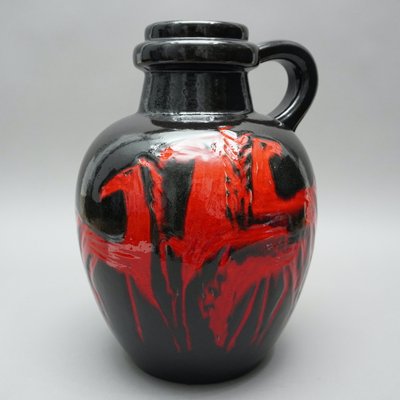 Handle Vase Depicting Red Horses on Black Background from Scheurich, 1960s-RST-1231151