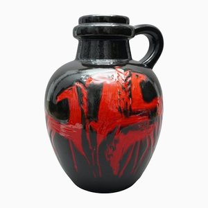 Handle Vase Depicting Red Horses on Black Background from Scheurich, 1960s-RST-1231151