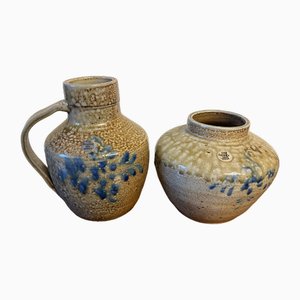 Handmade Ceramic Jars with Real Salt Glaze from Westwälder Steingut, Set of 2-SZM-1785678