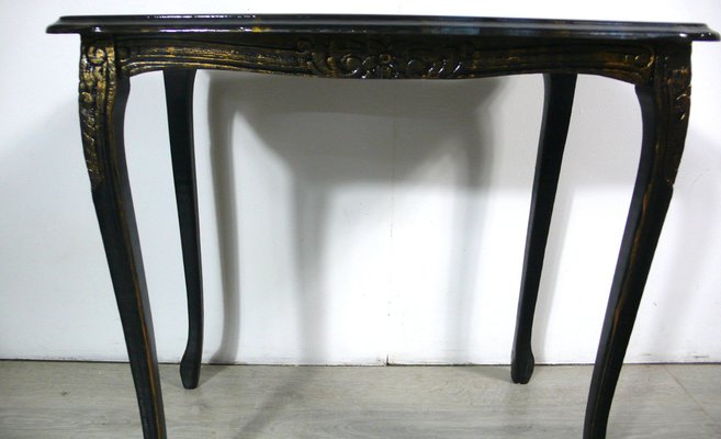 Handmade Chippendale Style Black & Colored Epoxy Resin Nesting Tables, 1940s, Set of 3-HIZ-1262805