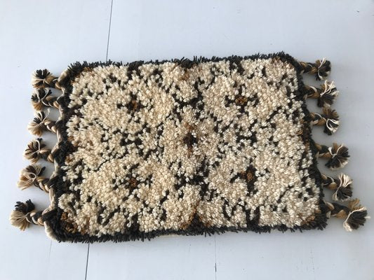 Handmade Ecru & Brown Thick Wool Rug, 1980s-WQQ-1257125