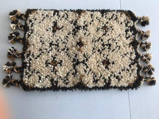 Handmade Ecru & Brown Thick Wool Rug, 1980s-WQQ-1257125