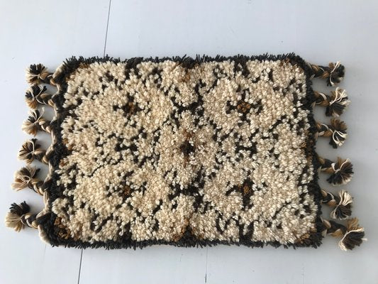 Handmade Ecru & Brown Thick Wool Rug, 1980s-WQQ-1257125