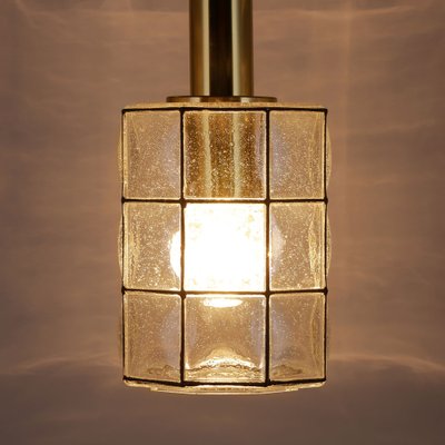 Handmade Glass and Brass Octagonal Pendant Light from Limburg, 1960s-QBR-1191500