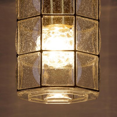 Handmade Glass and Brass Octagonal Pendant Light from Limburg, 1960s-QBR-1191500