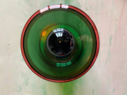 Handmade Green, Pink and Blue Glass Lidded Jar by Erik Höglund for Nordiska Kompaniet, 1992-RUK-2042720