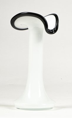 Handmade Ornamental Vase in Black and White Glass, 1980s-RAQ-992111