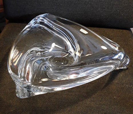 Handmade Triangular Clear Crystal Glass Fruit Bowl from Val St Lambert, 1970s-HOI-1285483