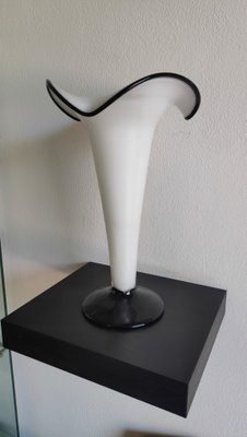 Handmade Vase in Black and White Murano Glass-AKW-2027232