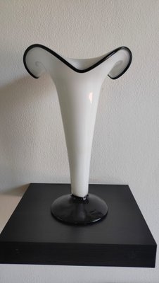 Handmade Vase in Black and White Murano Glass-AKW-2027232