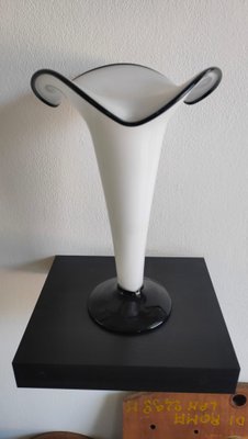 Handmade Vase in Black and White Murano Glass-AKW-2027232