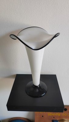 Handmade Vase in Black and White Murano Glass-AKW-2027232