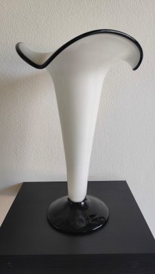 Handmade Vase in Black and White Murano Glass-AKW-2027232