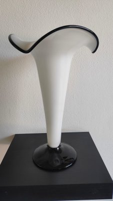 Handmade Vase in Black and White Murano Glass-AKW-2027232